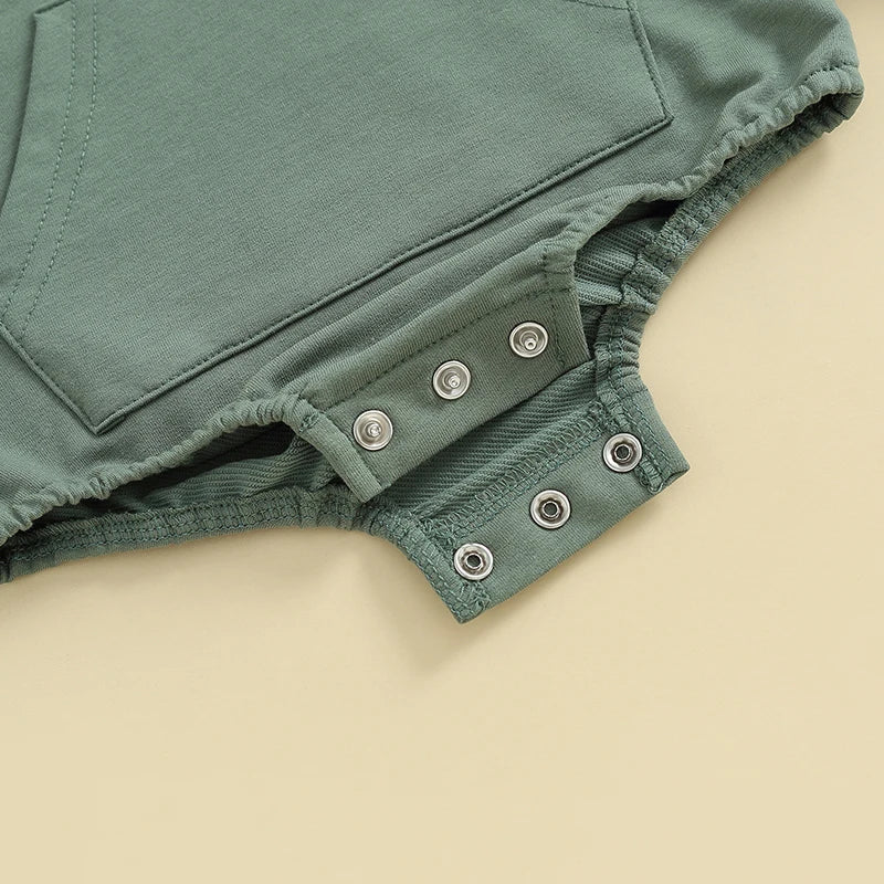 Hooded Baby Romper with Front Pocket – Long Sleeve One-Piece (0-24M) - Image 6