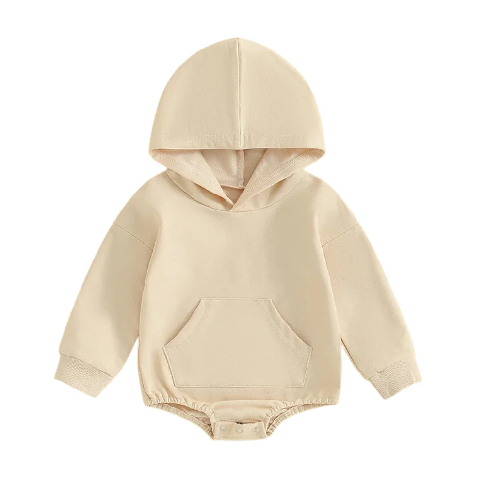 Hooded Baby Romper with Front Pocket – Long Sleeve One-Piece (0-24M) - Image 7