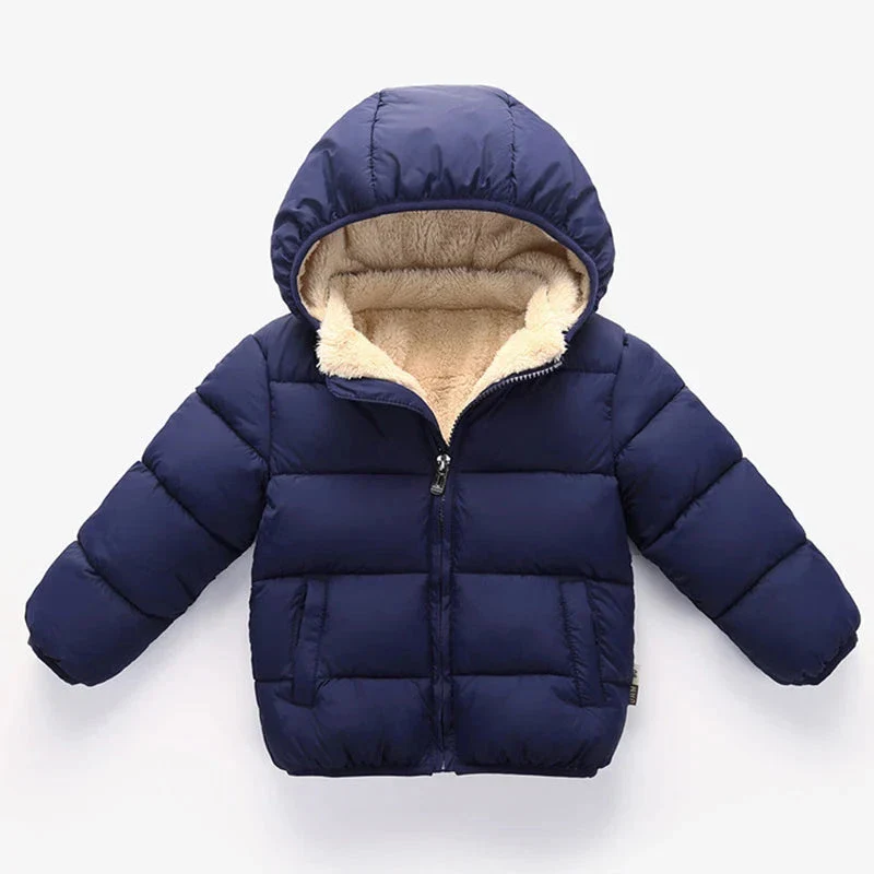 Kids Winter Puffer Jacket with Fur Hood – Warm Hooded Coat (12-36M)