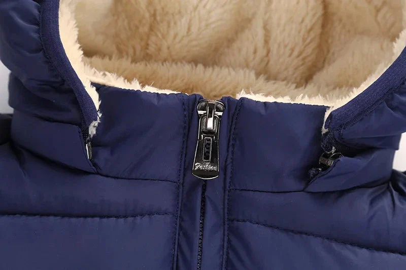 Kids Winter Puffer Jacket with Fur Hood – Warm Hooded Coat (12-36M) - Image 2