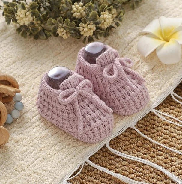 Classic Knit Booties with Tie (0-12M) - Image 12