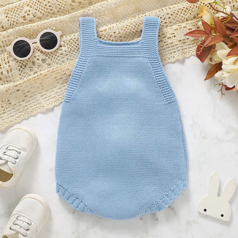 Knitted Baby Bunny Romper – Sleeveless Strap One-Piece (6-24M) - Image 3