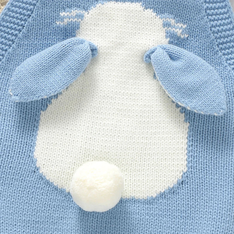 Knitted Baby Bunny Romper – Sleeveless Strap One-Piece (6-24M) - Image 4