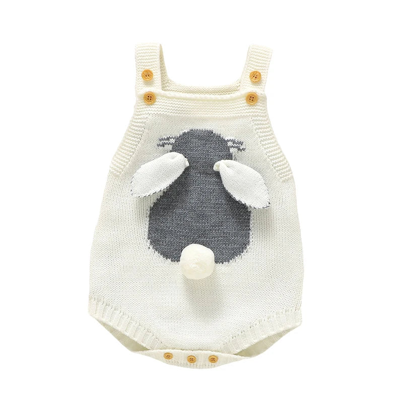 Knitted Baby Bunny Romper – Sleeveless Strap One-Piece (6-24M) - Image 8