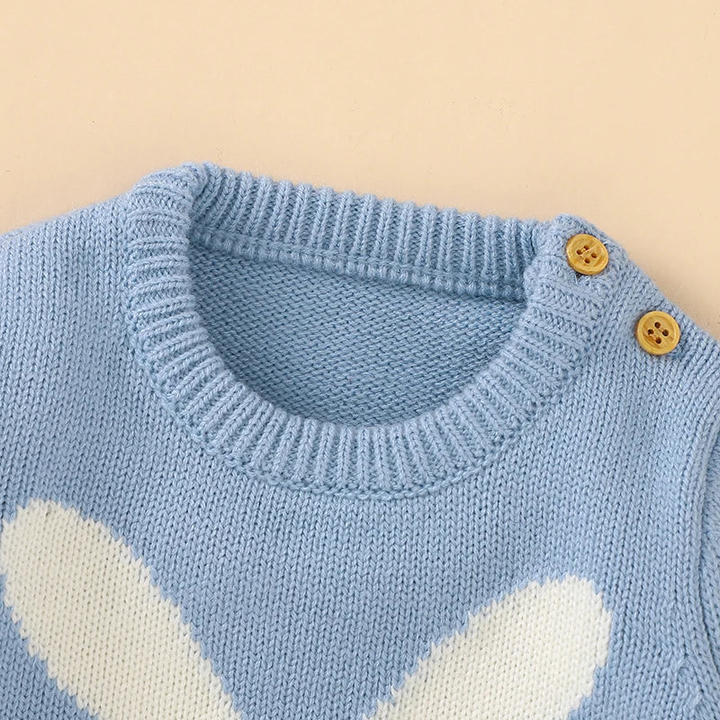 Knitted Baby Bunny Romper – Warm Long Sleeve Jumpsuit (3–24M) - Image 3