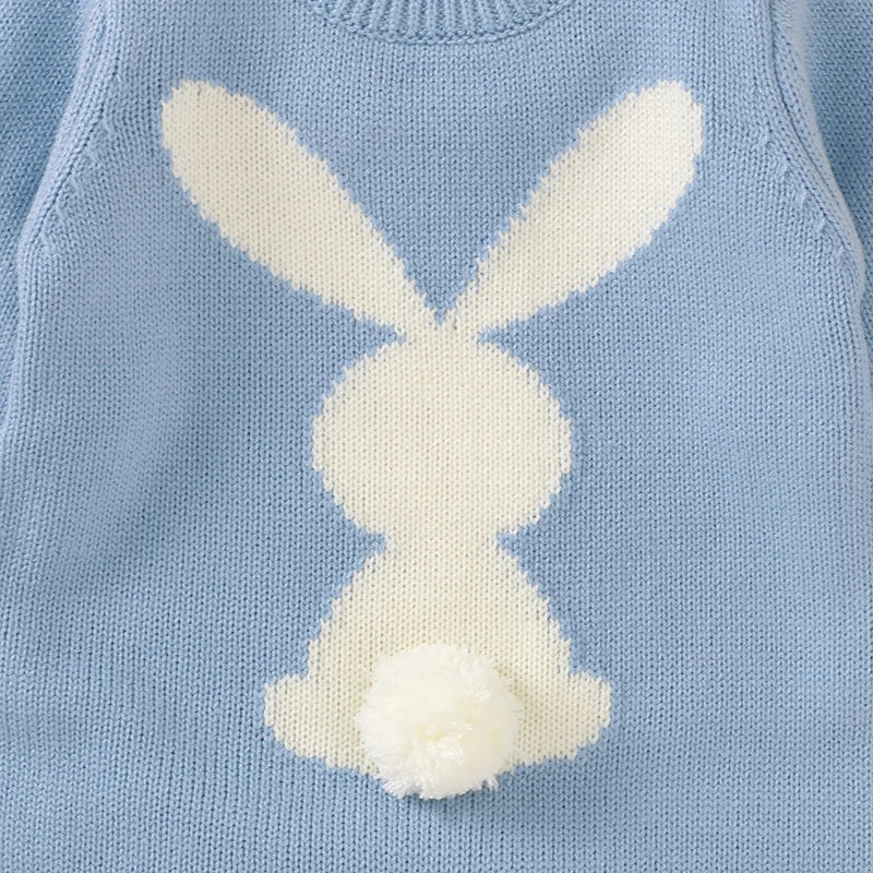 Knitted Baby Bunny Romper – Warm Long Sleeve Jumpsuit (3–24M) - Image 4