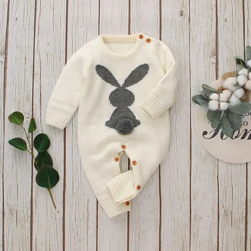 Knitted Baby Bunny Romper – Warm Long Sleeve Jumpsuit (3–24M) - Image 7