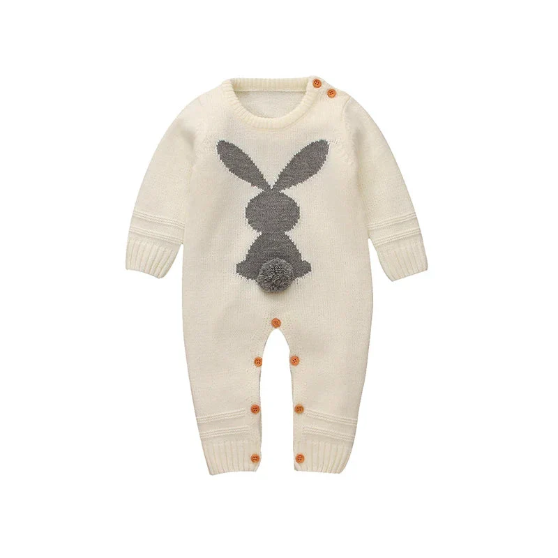 Knitted Baby Bunny Romper – Warm Long Sleeve Jumpsuit (3–24M) - Image 8
