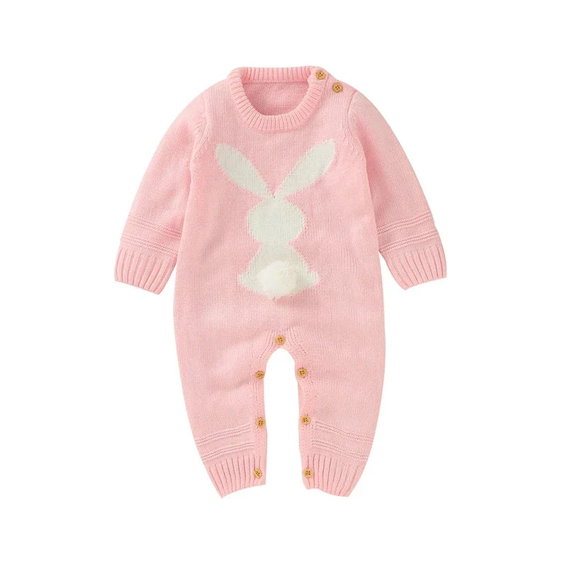 Knitted Baby Bunny Romper – Warm Long Sleeve Jumpsuit (3–24M) - Image 9