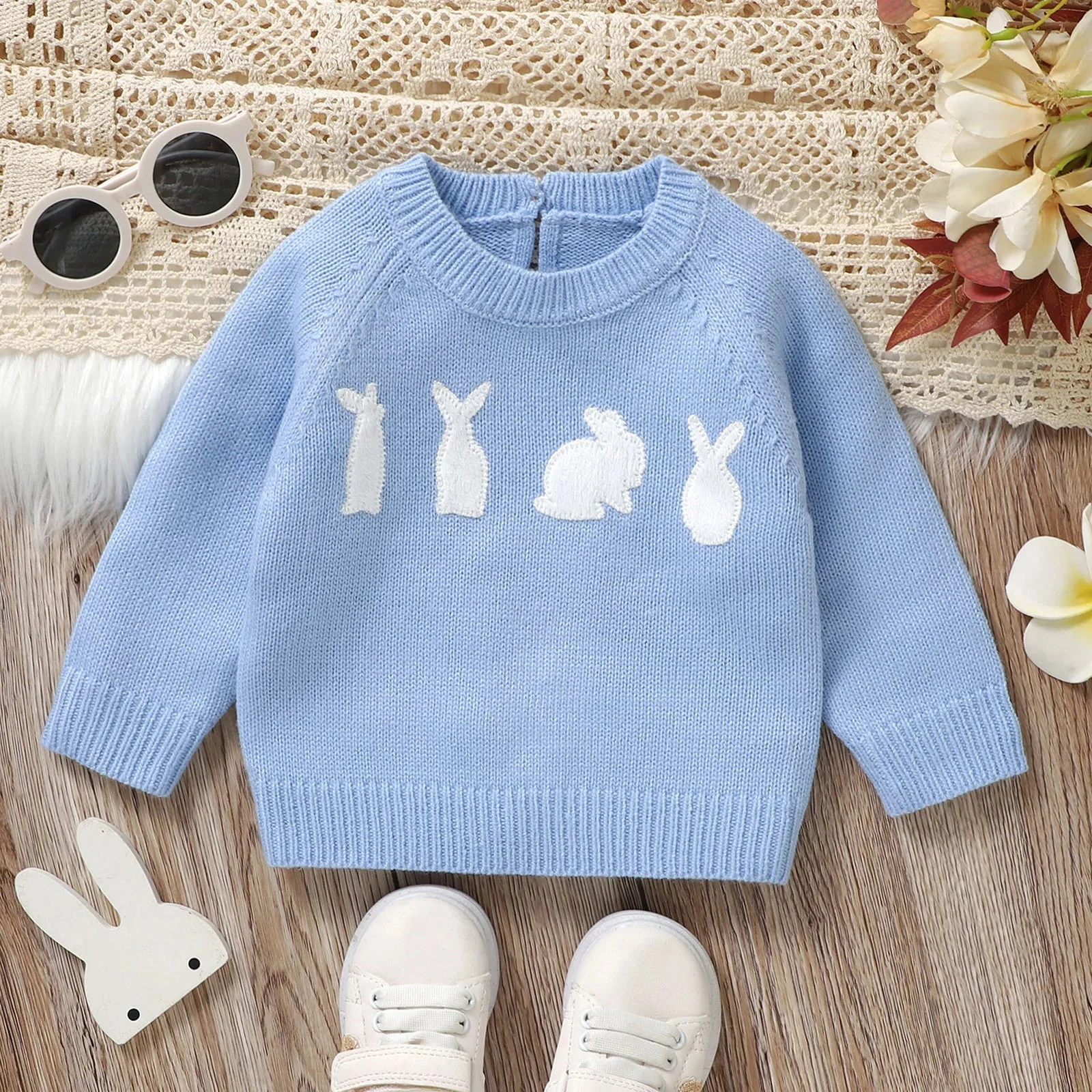 Knitted Baby Bunny Sweater – Warm Long Sleeve Pullover (6-36M) - Image 2