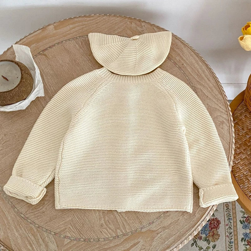 Knitted Baby Cardigan with Animal Embroidery – Cotton Button-Up (0-24M) - Image 3