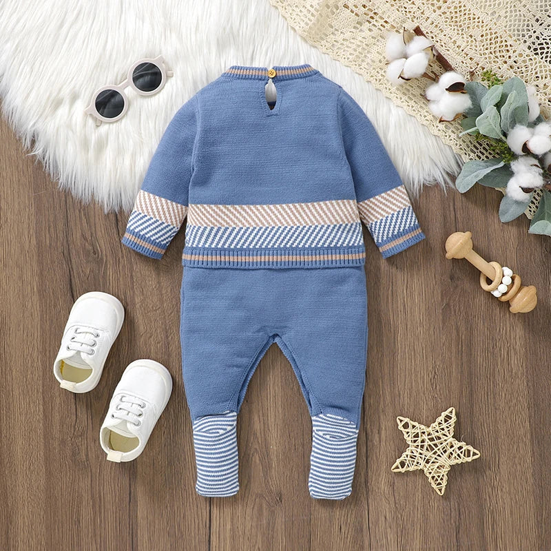 Knitted Baby Footed Romper – Horse Pattern One-Piece (0–12M) - Image 3