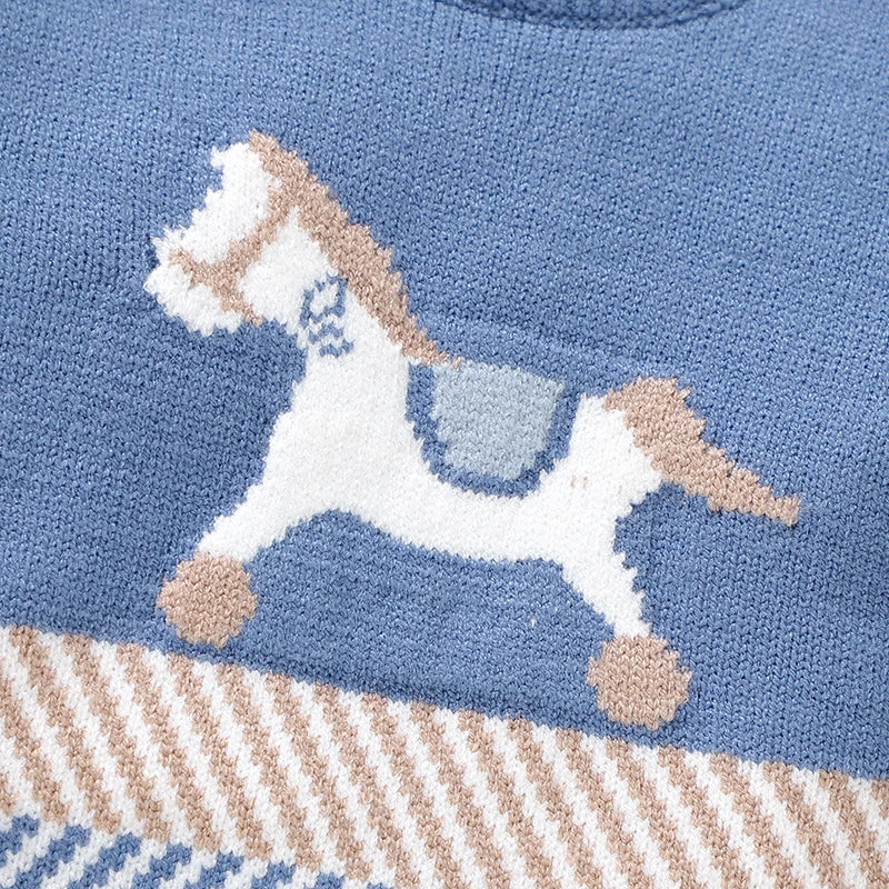 Knitted Baby Footed Romper – Horse Pattern One-Piece (0–12M) - Image 4