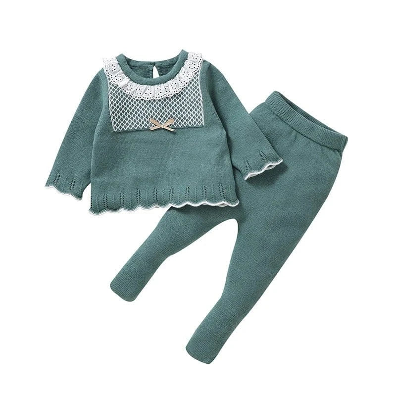 Knitted Baby Girl Outfit Set – Long Sleeve Top & Pants (0–12M) - Image 7