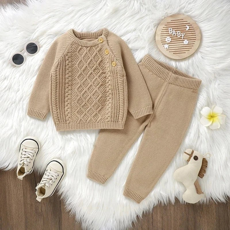 Knitted Baby Outfit – Long Sleeve Pullover + Soft Pants (2-Piece Set 3–18M) - Image 2