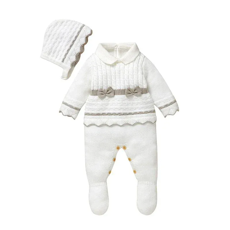 Footed Knit Jumpsuit & Hat Set (0-12M)