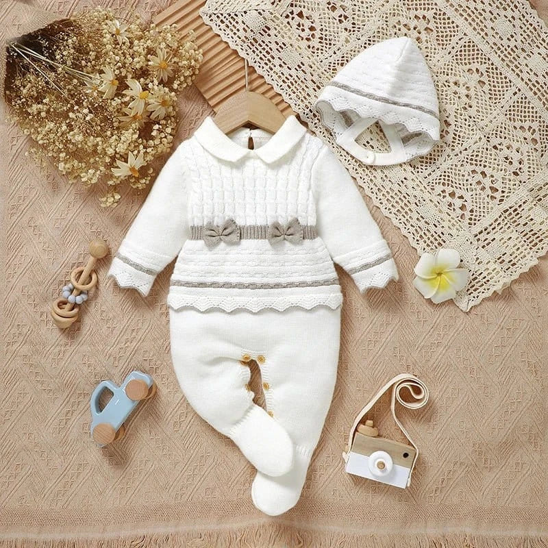 Footed Knit Jumpsuit & Hat Set (0-12M) - Image 2