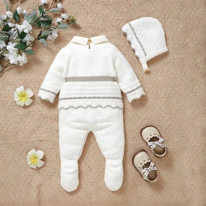Footed Knit Jumpsuit & Hat Set (0-12M) - Image 3