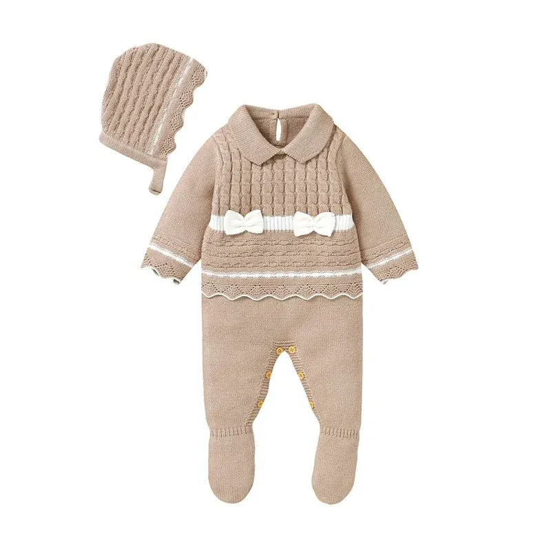 Footed Knit Jumpsuit & Hat Set (0-12M) - Image 9