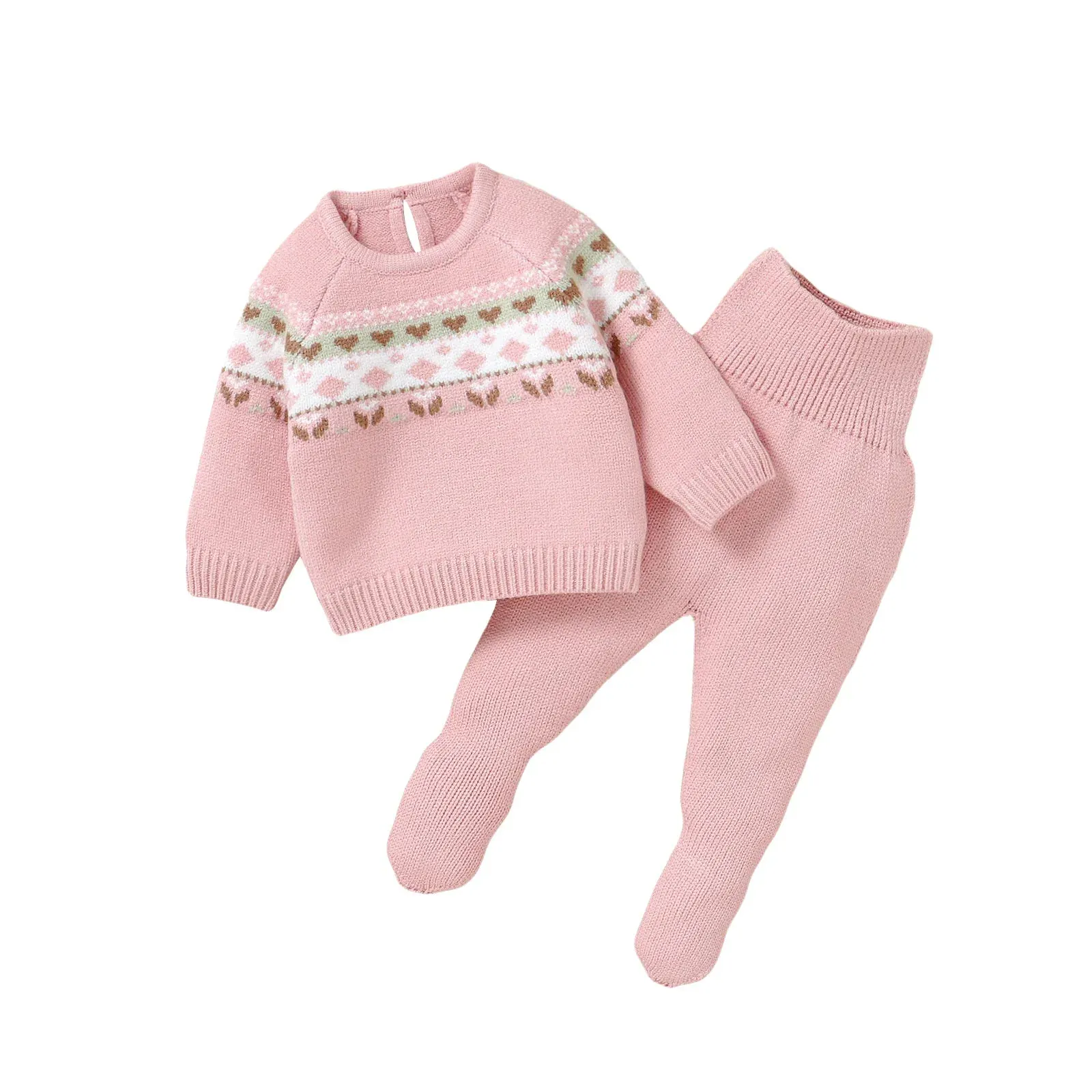 Knitted Baby Sweater & Footed Pants Set (2-Piece Outfit 0–12M)