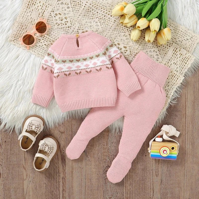 Knitted Baby Sweater & Footed Pants Set (2-Piece Outfit 0–12M) - Image 3