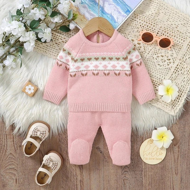 Knitted Baby Sweater & Footed Pants Set (2-Piece Outfit 0–12M) - Image 4