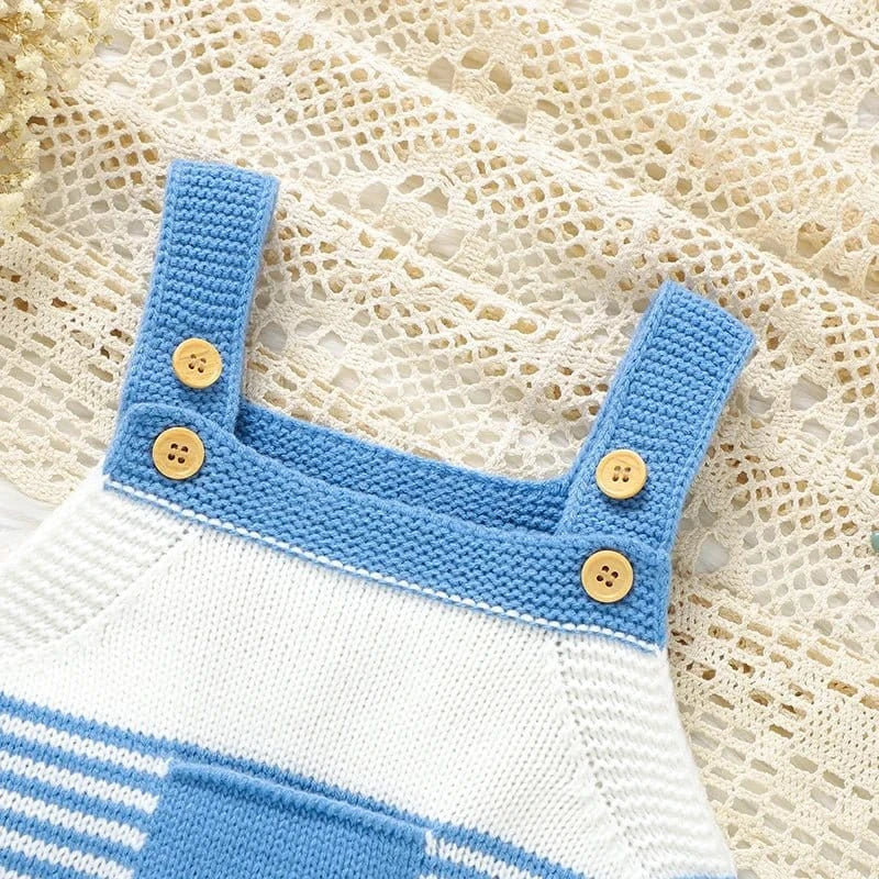 Knitted Blue Baby Romper (0–24M) - Image 4