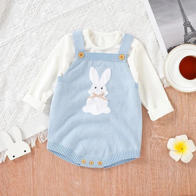 Knitted Bunny Baby Romper – Soft Cotton Spring & Autumn Outfit (0–24M) - Image 2