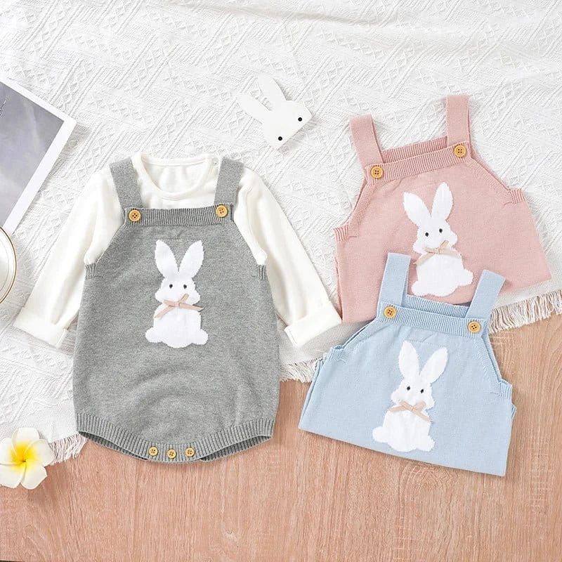 Knitted Bunny Baby Romper – Soft Cotton Spring & Autumn Outfit (0–24M) - Image 5