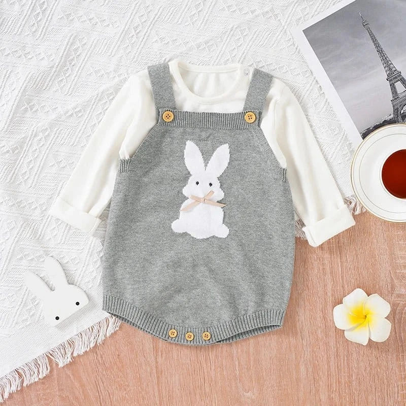 Knitted Bunny Baby Romper – Soft Cotton Spring & Autumn Outfit (0–24M) - Image 7