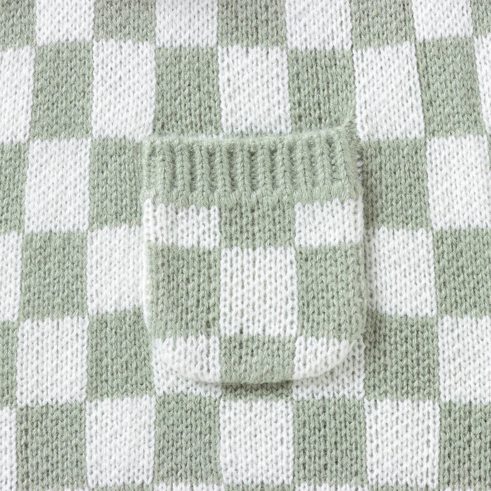 Knitted Gingham Baby Romper with Button Straps (0–24M) - Image 5