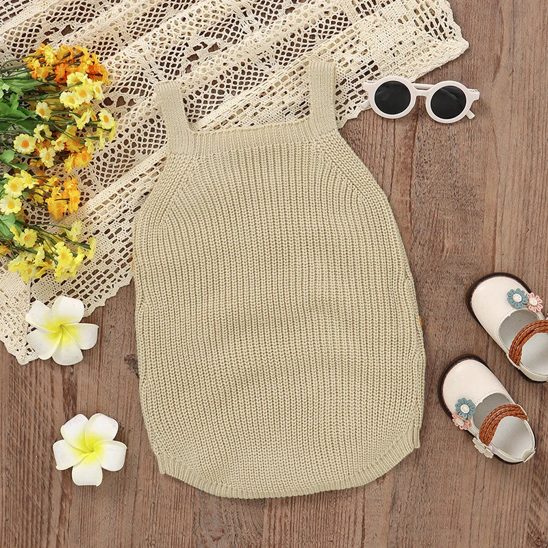 Knitted Sleeveless Baby Romper – Floral One-Piece (3-24M) - Image 3