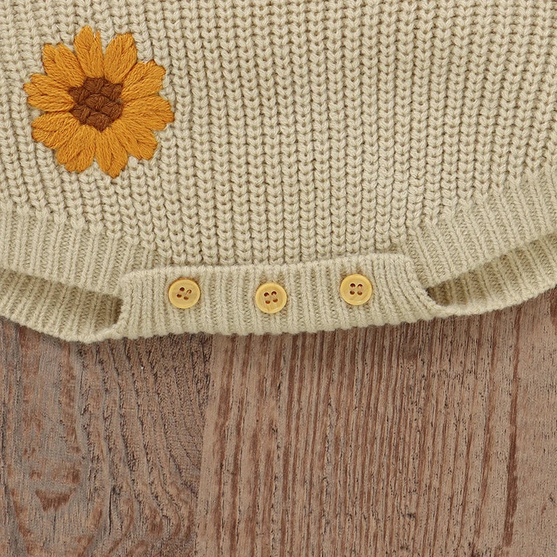 Knitted Sleeveless Baby Romper – Floral One-Piece (3-24M) - Image 6