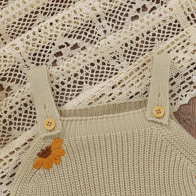 Knitted Sleeveless Baby Romper – Floral One-Piece (3-24M) - Image 7