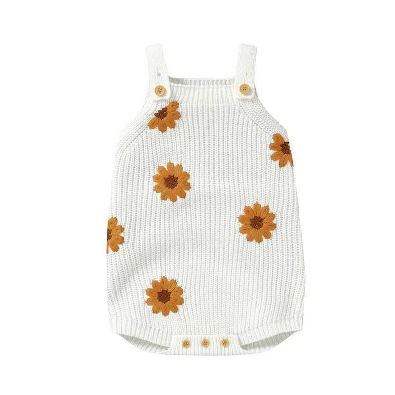 Knitted Sleeveless Baby Romper – Floral One-Piece (3-24M) - Image 8
