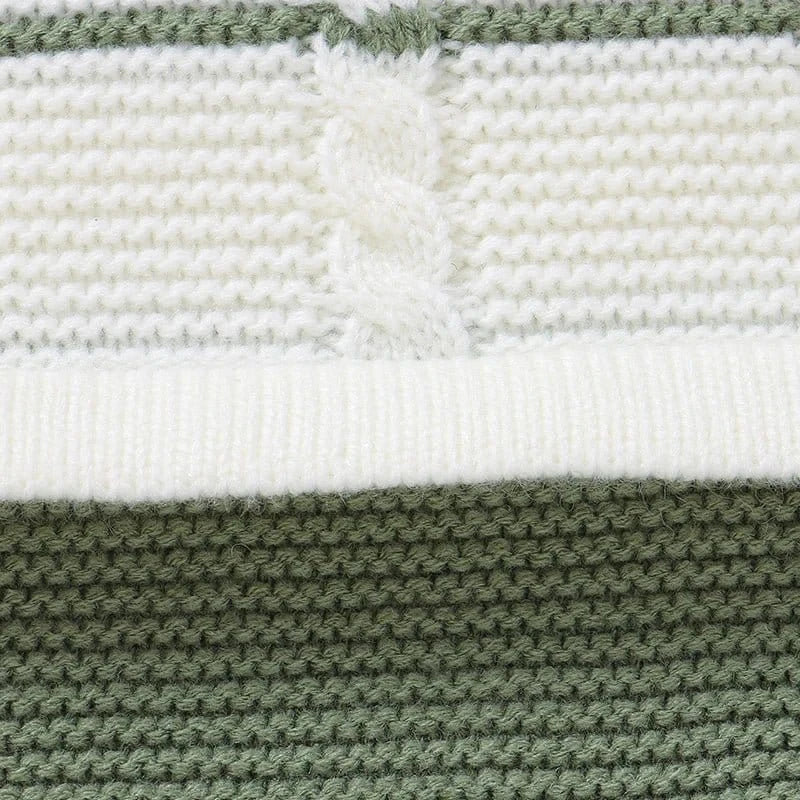 Knitted Striped Baby Romper – Warm Footed Jumpsuit (0–12M) - Image 5