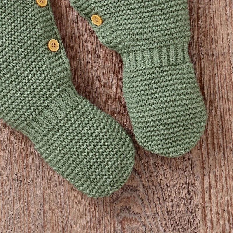 Knitted Striped Baby Romper – Warm Footed Jumpsuit (0–12M) - Image 7