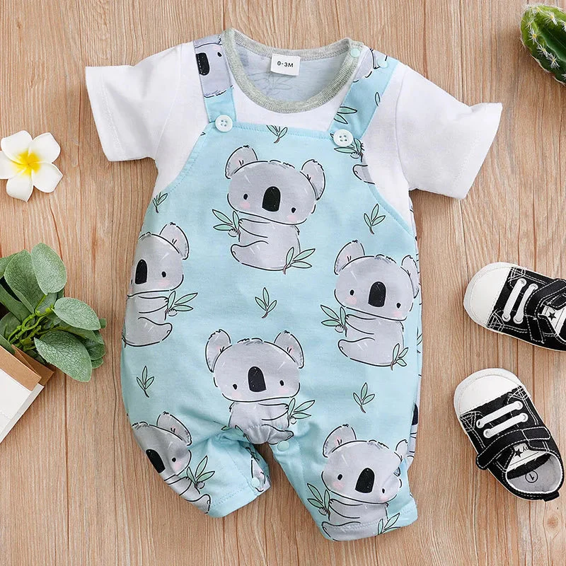 Koala Print Baby Short Sleeve Romper Outfit (0–18M) - Image 2