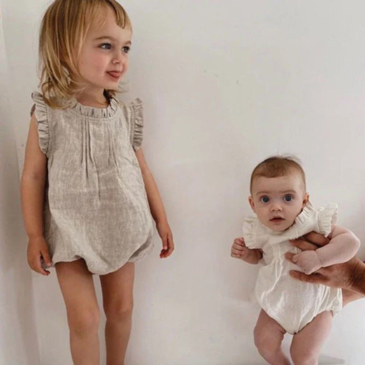 Linen Blend Sleeveless Romper (0-24M) - Image 4