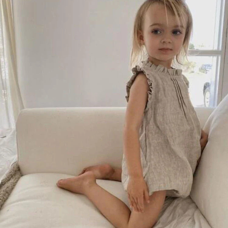 Linen Blend Sleeveless Romper (0-24M) - Image 5