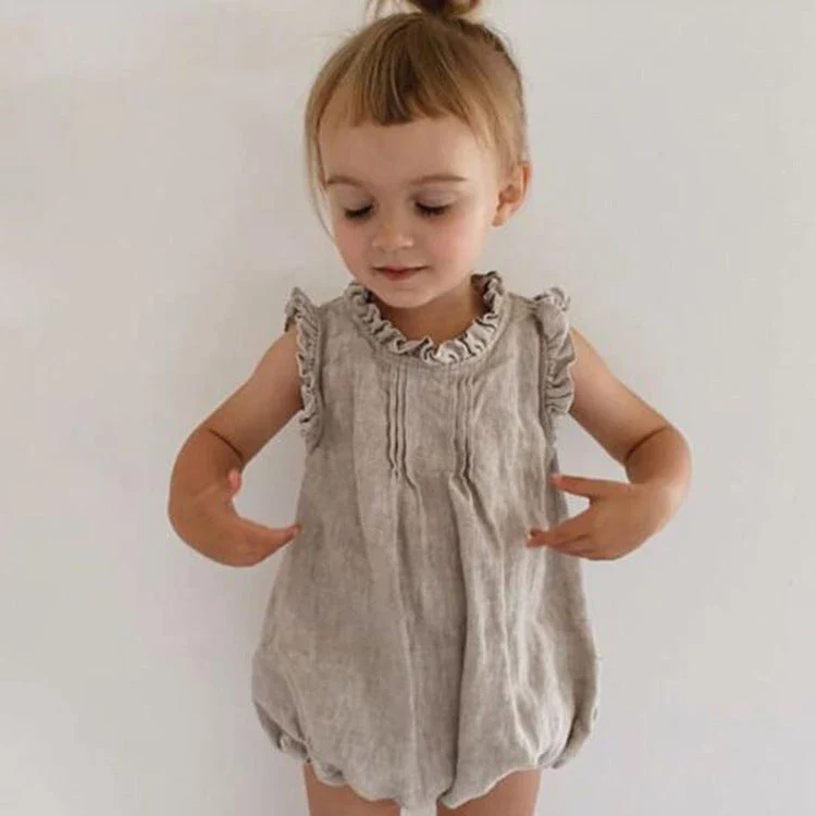 Linen Blend Sleeveless Romper (0-24M) - Image 6
