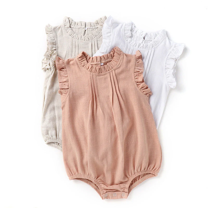 Linen Blend Sleeveless Romper (0-24M) - Image 7