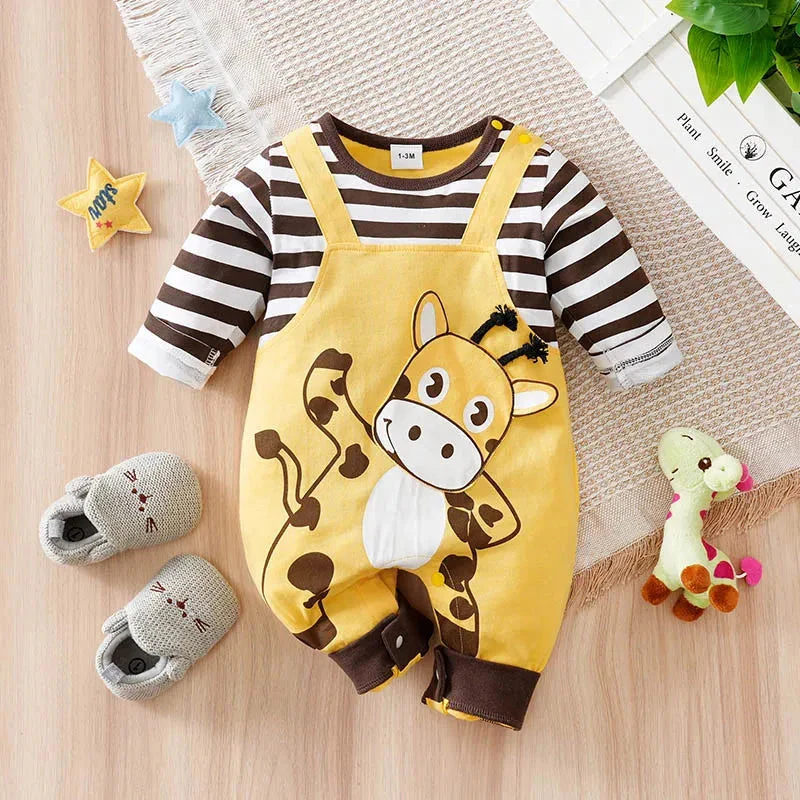 Long Sleeve Cotton Baby Cow Romper Outfit (0–18M) - Image 2