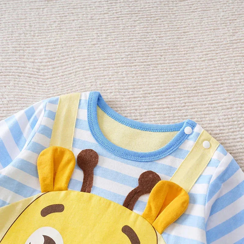 Long Sleeve Cotton Baby Deer Romper with Layered Look (0–18M) - Image 4