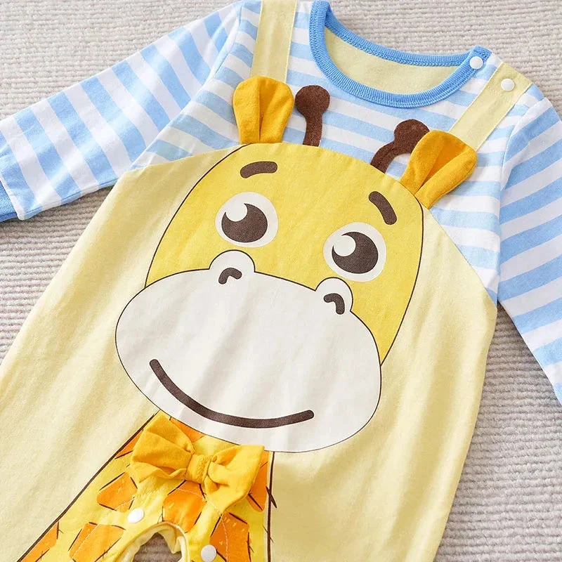 Long Sleeve Cotton Baby Deer Romper with Layered Look (0–18M) - Image 5