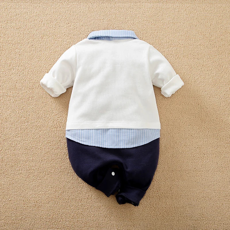 Long Sleeve Cotton Baby Polo Romper Outfit (0–18M) - Image 3