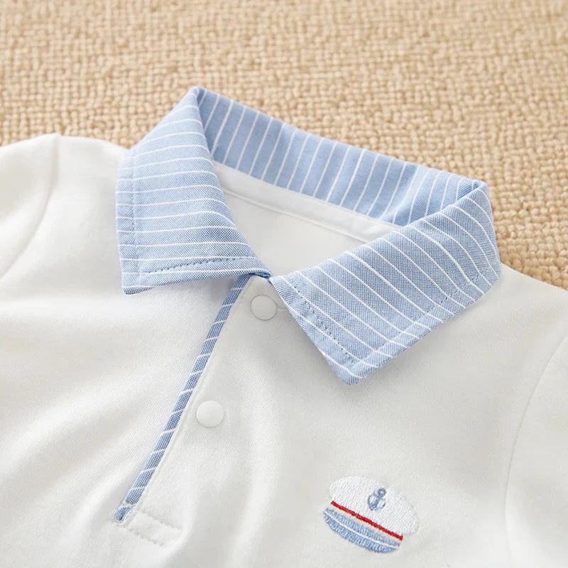 Long Sleeve Cotton Baby Polo Romper Outfit (0–18M) - Image 4