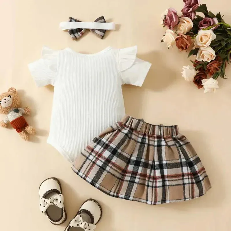 Teddy Bear Plaid Bow Romper (3-24M) - Image 4