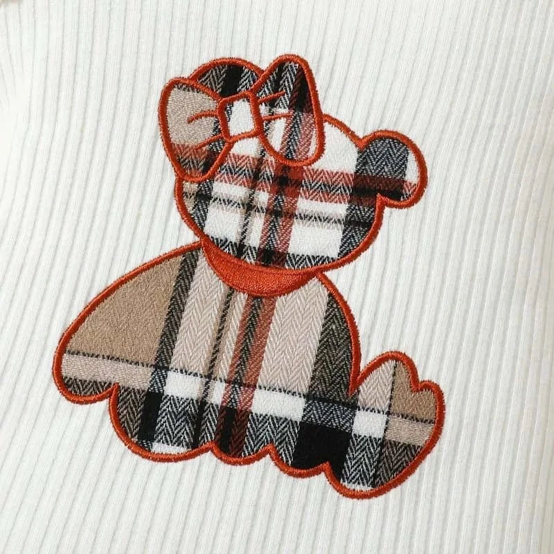 Teddy Bear Plaid Bow Romper (3-24M) - Image 5