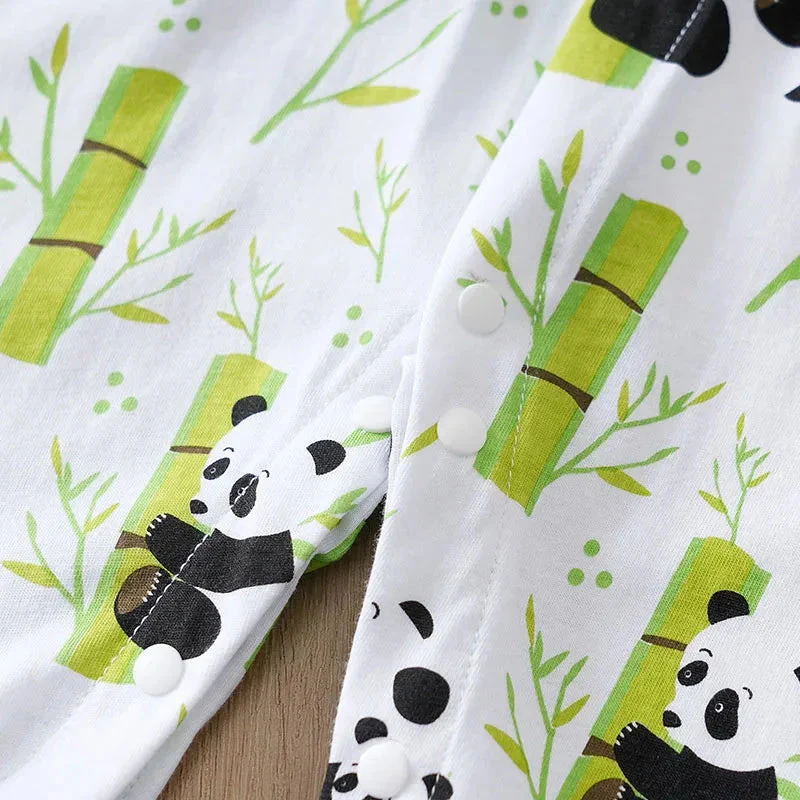 New Chinese-style children's suit with buckle design, pure cotton, and panda print spring and autumn clothes (0-18M) - Image 7